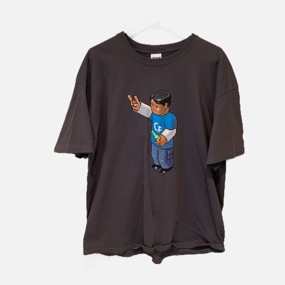 Lego Man T-shirt.  Gray, graphics by Adobe.  Size Large.  Good condition.